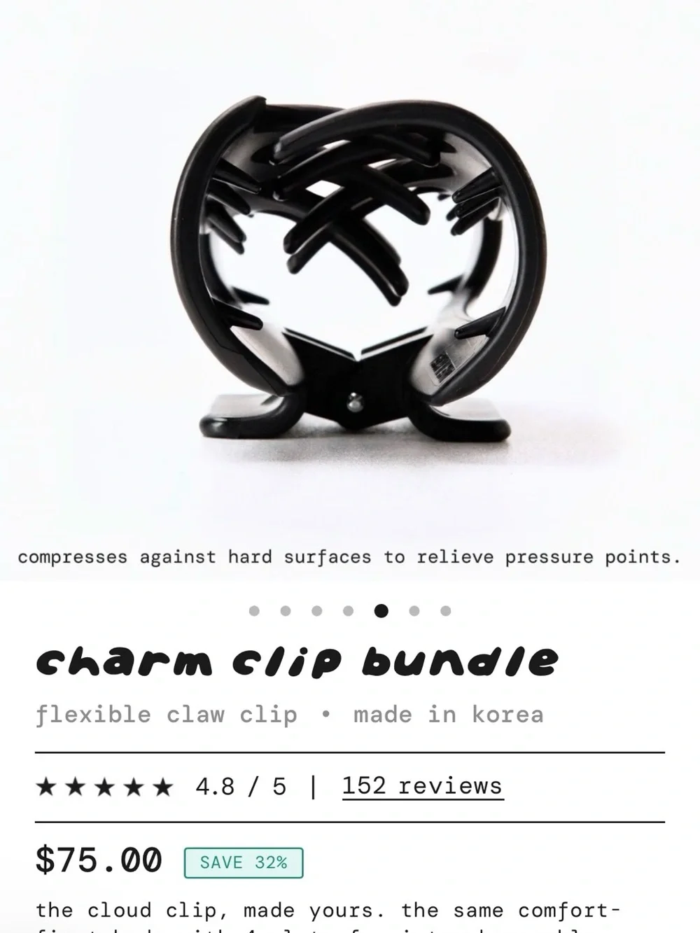 MELLO Black Hair Charm Claw Clip - Simple Everyday Accessory